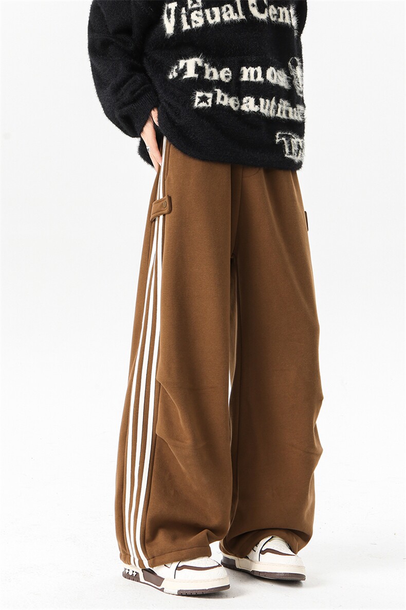 8XL-M奥粒绒加绒休闲裤男三条杠条纹运动裤宽松卫裤K9121P58控78,男装休闲裤,电商D206-1