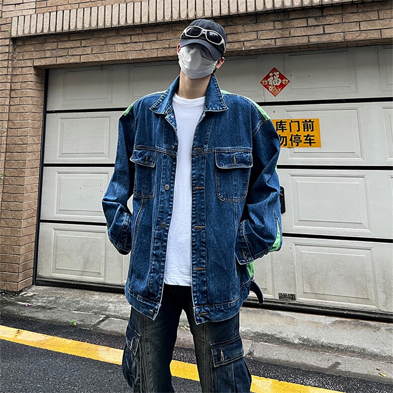 秋冬季大码宽松潮牌刺绣毛边牛仔外套中性夹克外穿男女款抖音品质,男装夹克,星座301D-4(原星座1004-4）