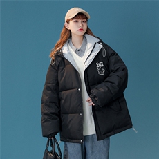 中性风22冬季港风小猫印花连帽面包服棉服宽松棉衣MY152P115控148，男装棉衣，A247A