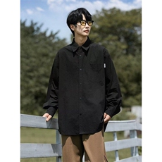 2025新款纯色长袖衬衫日系cityboy复古工装衬衣港风现货W8566-P30，男装衬衫，星座512-4
