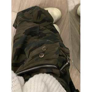 迷彩工装裤子男春夏季美式复古高街抽绳阔腿休闲长裤 K066图片