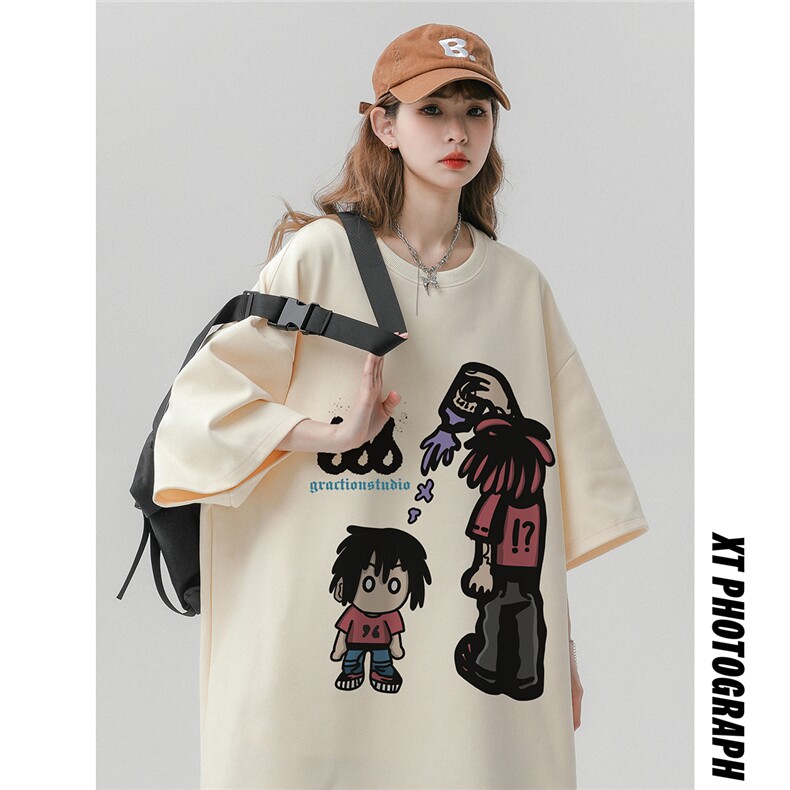 性风23新款夏季100棉圆领宽松时尚字母短袖T恤T1137P25控38,男装T恤,A247A
