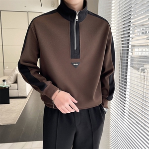 轻熟风~2025秋季420克重磅华夫格拼色立领卫衣外套 H002/P65图片