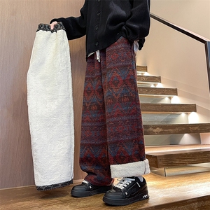 8XL-M羊羔绒裤子男冬季加绒加厚民族风重磅针织棉裤大码KZ023P78