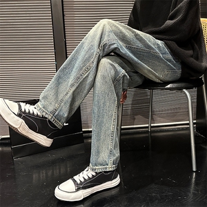 秋季新款 美式复古休闲直筒裤 宽松牛仔裤男3701P58图片
