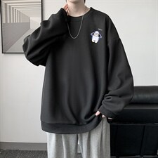华夫格卫衣圆领卫衣男大码长袖t恤男外套HW76167-P30加绒款-P40，男装卫衣，电商A040