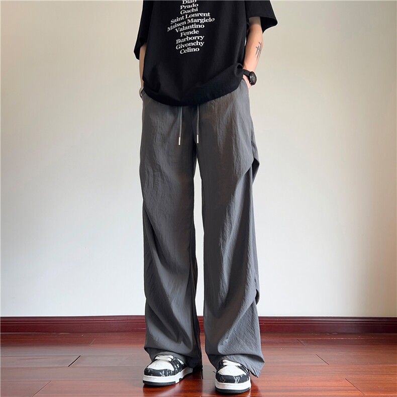 夏季新款潮冰丝垂感宽松松紧腰阔腿休闲裤B315-K24105-特P30控58,男装休闲裤,电商B315