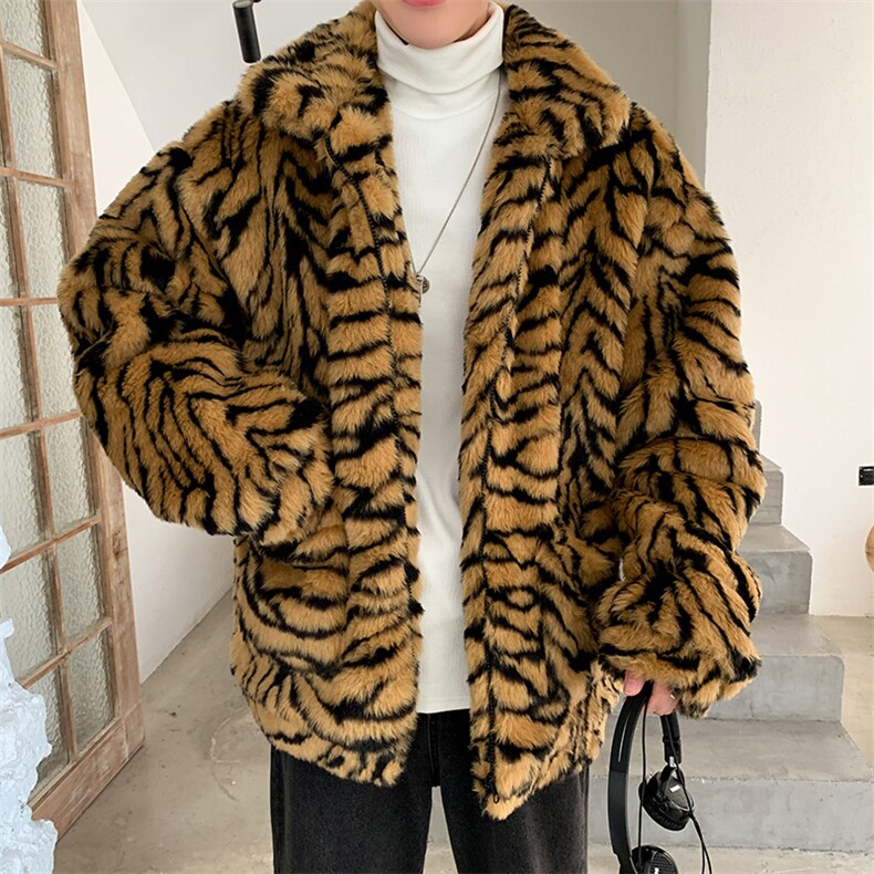 2021新款秋冬男士虎纹皮草加厚宽松棉服潮流外套mj233-p150,男装棉衣,电商B288