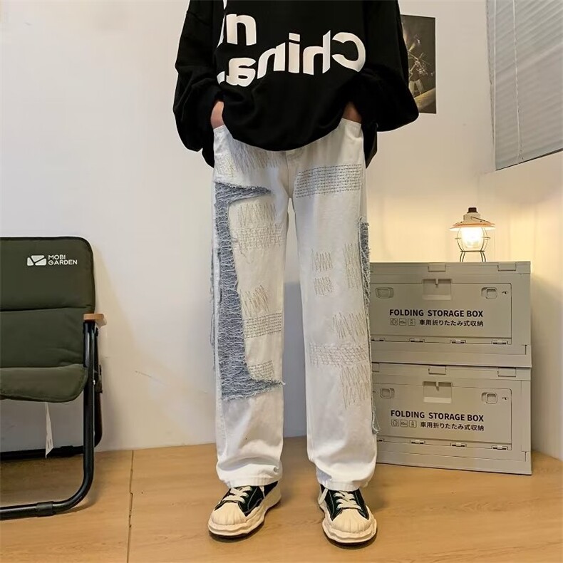 牛仔裤男秋季潮大码休闲裤子高街G8815P60,男装牛仔裤,星座1116-2