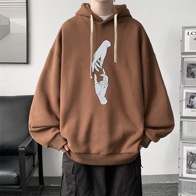 WY2147-P35加绒款-P40纯棉连帽卫衣男大码运动帽衫宽松薄外套男,男装卫衣,电商A040