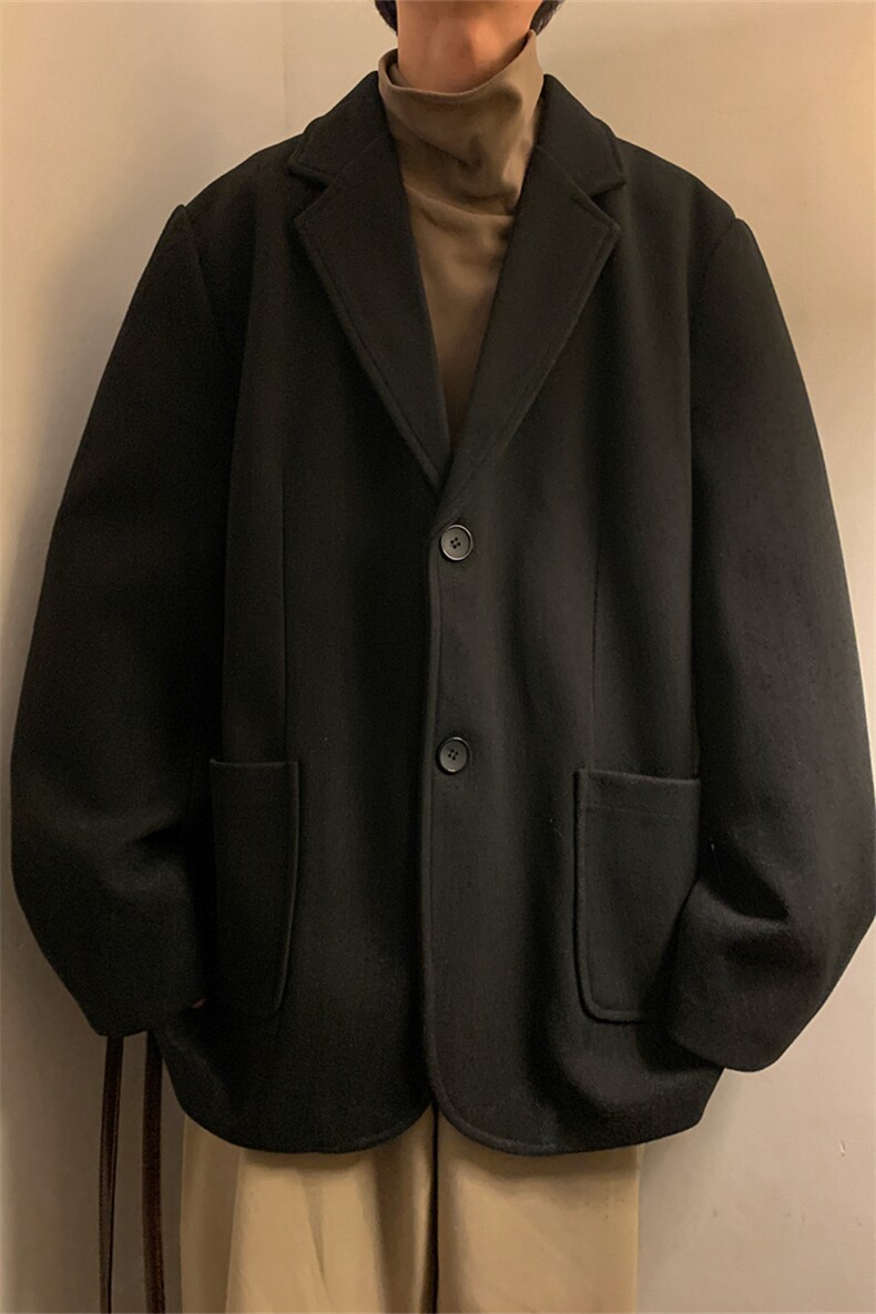 N6169/P95加棉P105冬季新开叉呢料毛呢西服男宽松外套上衣呢大衣,男装西服,电商A141