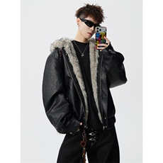 706-LK3145-P148特P现货冬季男连帽座山雕毛加厚领棉服外套，男装棉衣，星座706