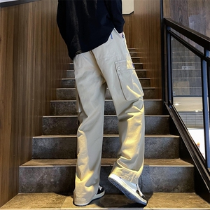 工装裤男秋季新款高街潮牌情侣阔腿休闲裤宽松直筒拖地裤YK63-P40图片