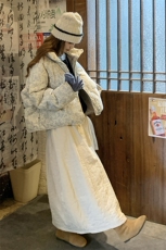 韩版复古碎花短款羽绒服女2025年冬季新款显瘦加厚立领白鸭绒外套，女装短外套，2C317