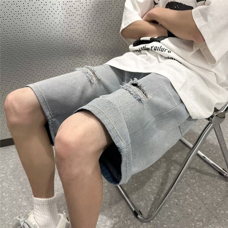 潮牌牛仔短裤男夏季新款美式破洞水洗高街五分裤1001-1-MK913-P36,男装牛仔裤,星座1001-1