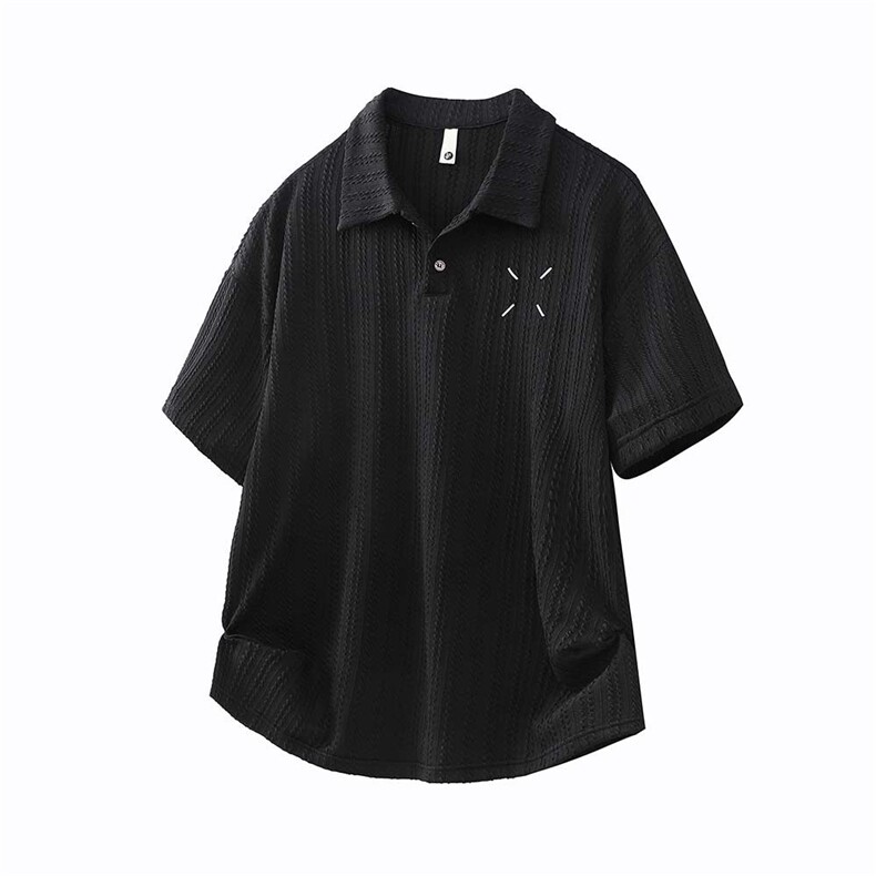 白底图肌理感坑条马吉拉刺绣夏季POLO衫男士短袖美式潮牌T恤P38,男装Polo衫,电商C306-1
