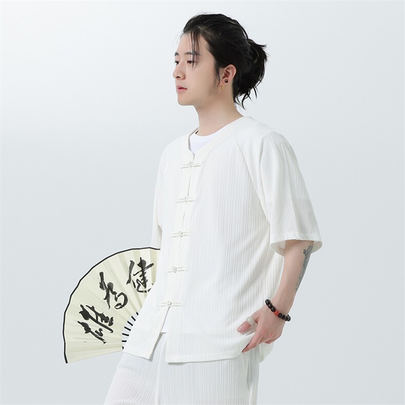 2025夏季新款风男汉服盘扣新中式开衫唐装纹路衬衫C101-P45,男装衬衫,电商B277(原6028)