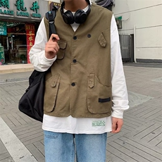 夏季日系复古多口袋工装马甲男潮流街头宽松背心外套W3510-P32，男装背心/马甲，星座512-2