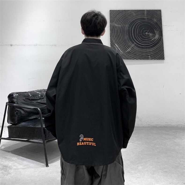 2021春新款个性学院风时尚长袖印花衬衫C035-P45,男装衬衫,电商A177