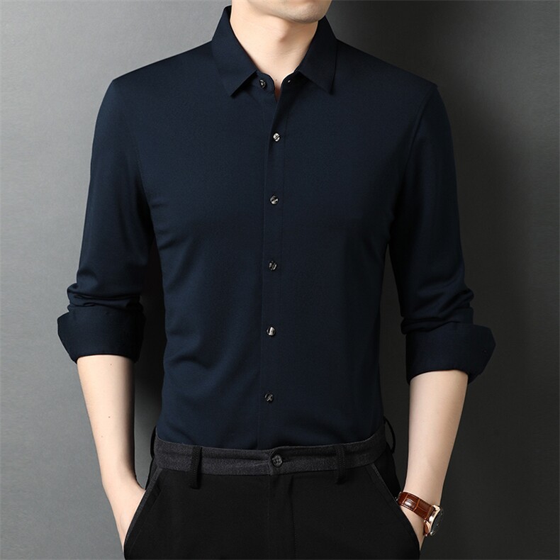 D55222钱塘2020-2秋季新款男士纯色休闲百搭衬衫长袖百搭衬衣P81,男装衬衫,钱塘207-2