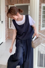 韩系复古马甲套装裤女2025夏季新款显瘦短袖T恤阔腿裤休闲三件套，女装套装/套裙，2C086