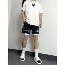 短裤男夏外穿沙滩裤宽松韩版休闲运动阔腿五分裤K6318-P20，男装牛仔裤，星座412-1