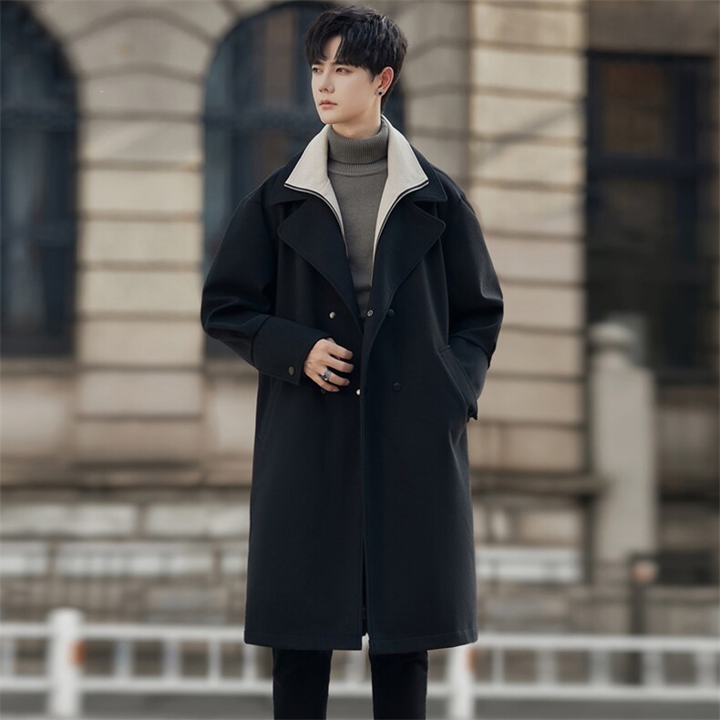 大货假两件精品-毛呢男大衣男风衣男中长款大码F760-P135外景D,男装风衣,星座401