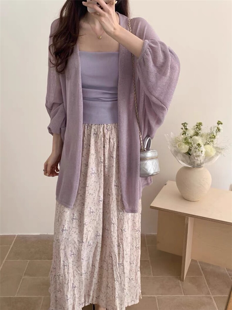 轻薄透气长袖针织开衫女夏季修身显瘦防晒罩衫上衣,针织衫/毛衣,织己羊绒