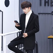 X1909新款毛呢大衣男韩版羊毛外套长款商务主推可加棉货足P110图片