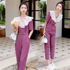 时尚显瘦气质连体裤女夏季新款高腰修身长裤韩版百搭休闲套装，女装连体裤，秋水欣儿