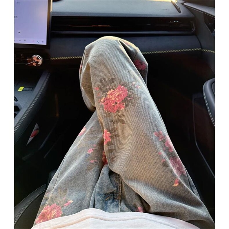 牛仔裤男款宽松花色休闲裤2025新款痞帅潮牌印花直筒裤子NZD794,男装牛仔裤,星座516A