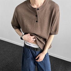 针织短袖t恤男韩版宽松纯色打底衫男士半袖衣服，男装T恤，星座914