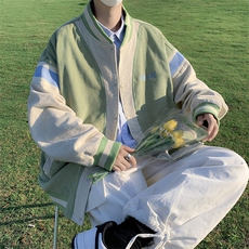 撞色灯芯绒外套男春秋季韩版宽松字母刺绣夹克棒球服W5914-P59，男装夹克，星座512-2