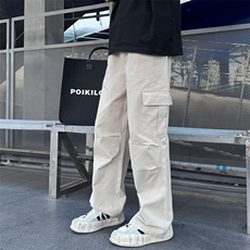 现货日系侧边大口袋纯棉直筒降落伞兵工装裤男女同款829P55，男装工装外套，电商B381-2