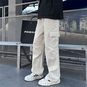 现货日系侧边大口袋纯棉直筒降落伞兵工装裤 男女同款829P55图片