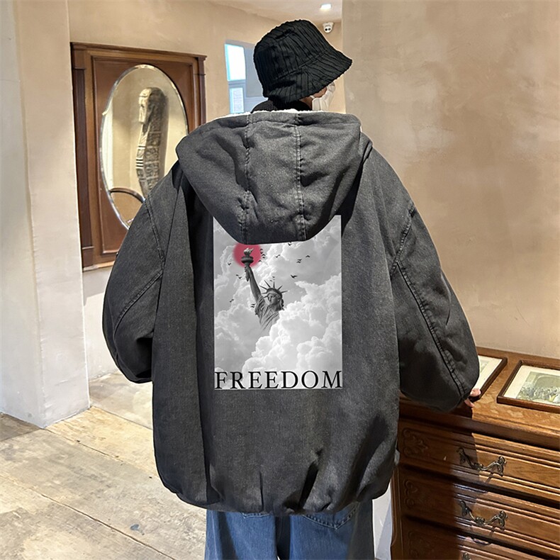 控价158牛仔棉衣男大码加绒羊羔绒牛仔棉服男棉袄NM53326-P140,男装棉衣,电商A040