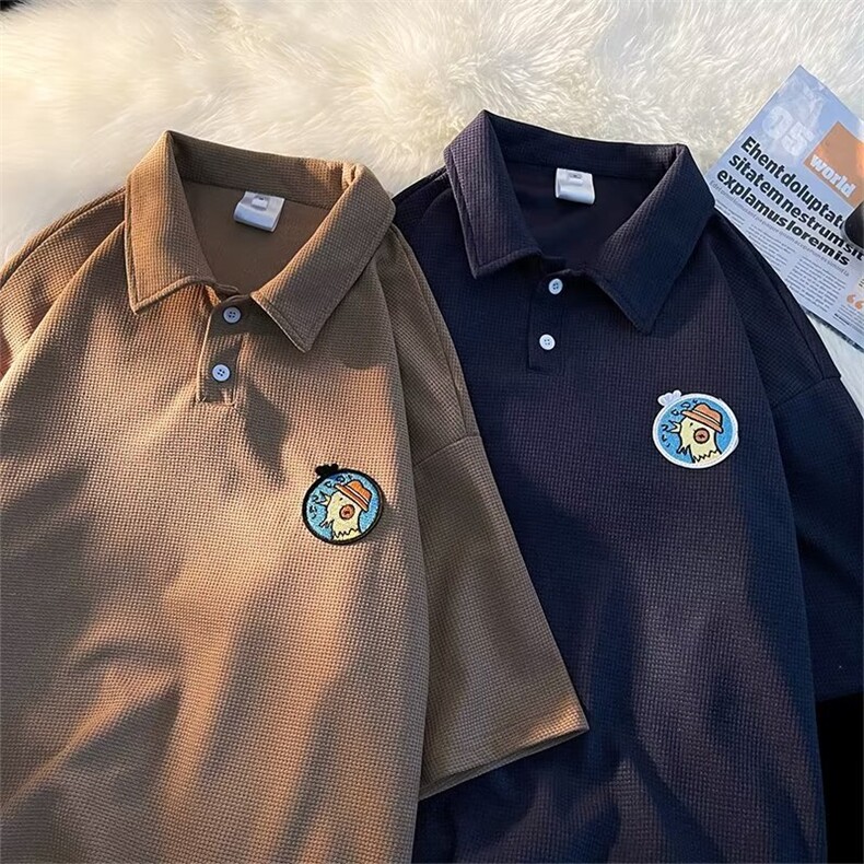 文艺潮流五分袖原宿百搭男标准纯色夏季新款POLO衫T恤T5804P25,男装T恤,星座1116-2