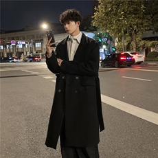 23028P128冬季男过膝毛呢大衣加厚潮流宽松韩版风衣中长款呢外套，男装风衣，电商A430（原星座702）