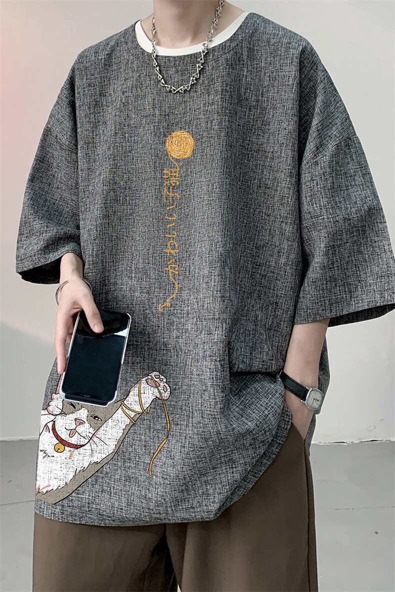 风复古亚麻短袖男棉麻t恤男半袖ZT71013-P35,男装T恤,电商A040