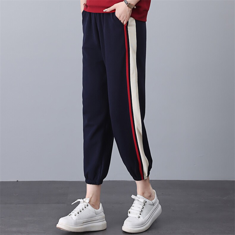 2025年夏季新款中腰高端时尚休闲撞色九分裤，女装休闲裤，独衣靓