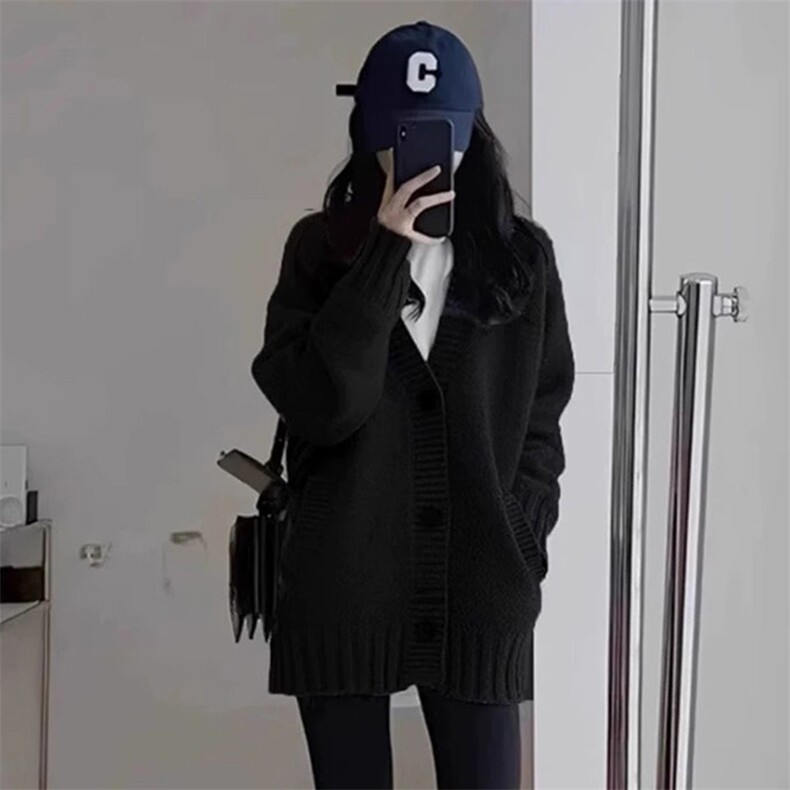 2025年秋季长袖V领3股加厚单排扣开衫,女装羊毛衫,新胜羊绒