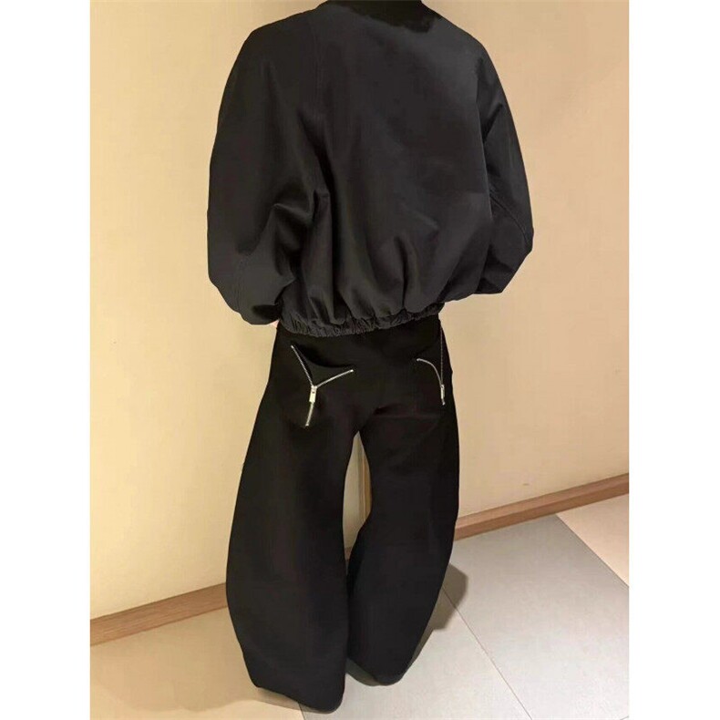 W9090-P48网图现货春季新款宽松百搭休闲裤设计感垂感拖地西裤,男装休闲裤,星座1608-2
