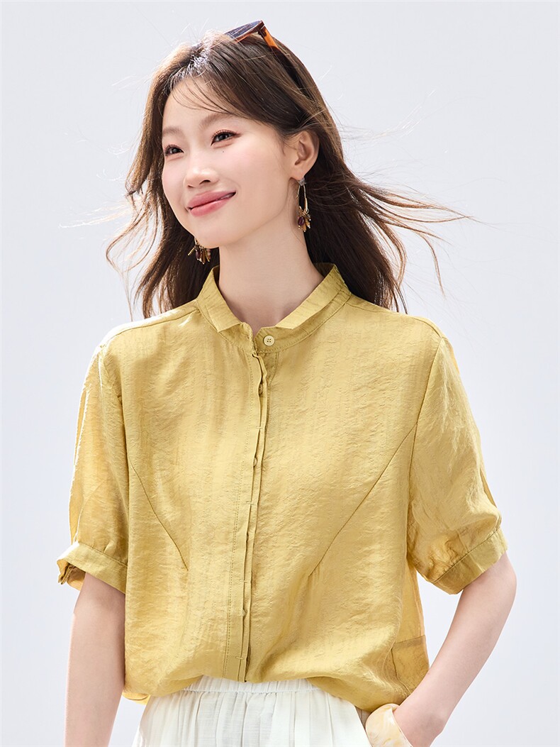现货2026夏装新款修身透气舒适气质上衣女士衬衣,女装衬衫,木子恋