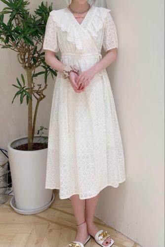 棉布绣花料连衣裙，女装连衣裙，欧洛佛