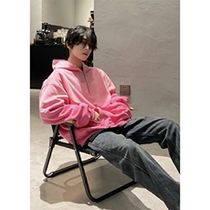 网图现货何秋亊同款渐变色卫衣设计感拉链连帽外套WY888-P65，女装短外套，星座1213