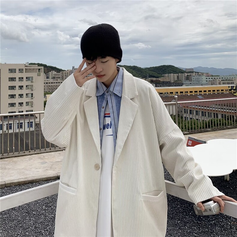 灯芯绒西服男韩版潮流痞子帅气宽松2024冬季ins百搭外套W5502-P42,男装西服,星座412-3