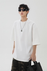 港风美式vibe潮流宽松拼接款圆领半袖T恤男潮XZ213-T008-P35控58，男装T恤，星座213