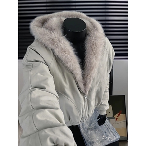 现货高品质美式高街冬季重磅硬挺短款座山雕毛领棉衣男女加厚外套图片