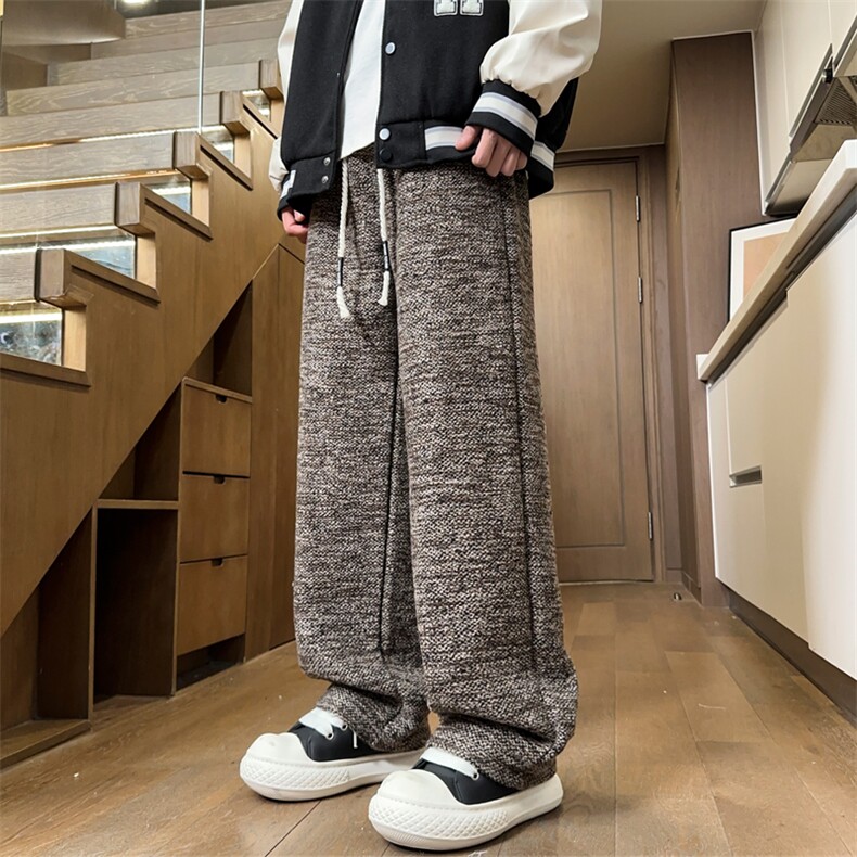 01秋冬季新款粗纱混纺毛呢裤宽松直筒裤子潮X211-1-K2466-P60，男装休闲裤，星座211-1