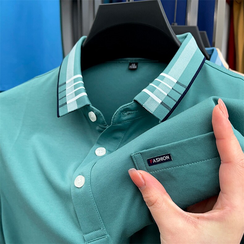衬衫领半袖t恤男有带领2023夏季新款体恤男士商务休闲翻领polo衫，男装Polo衫，电商B212（原钱塘6029）